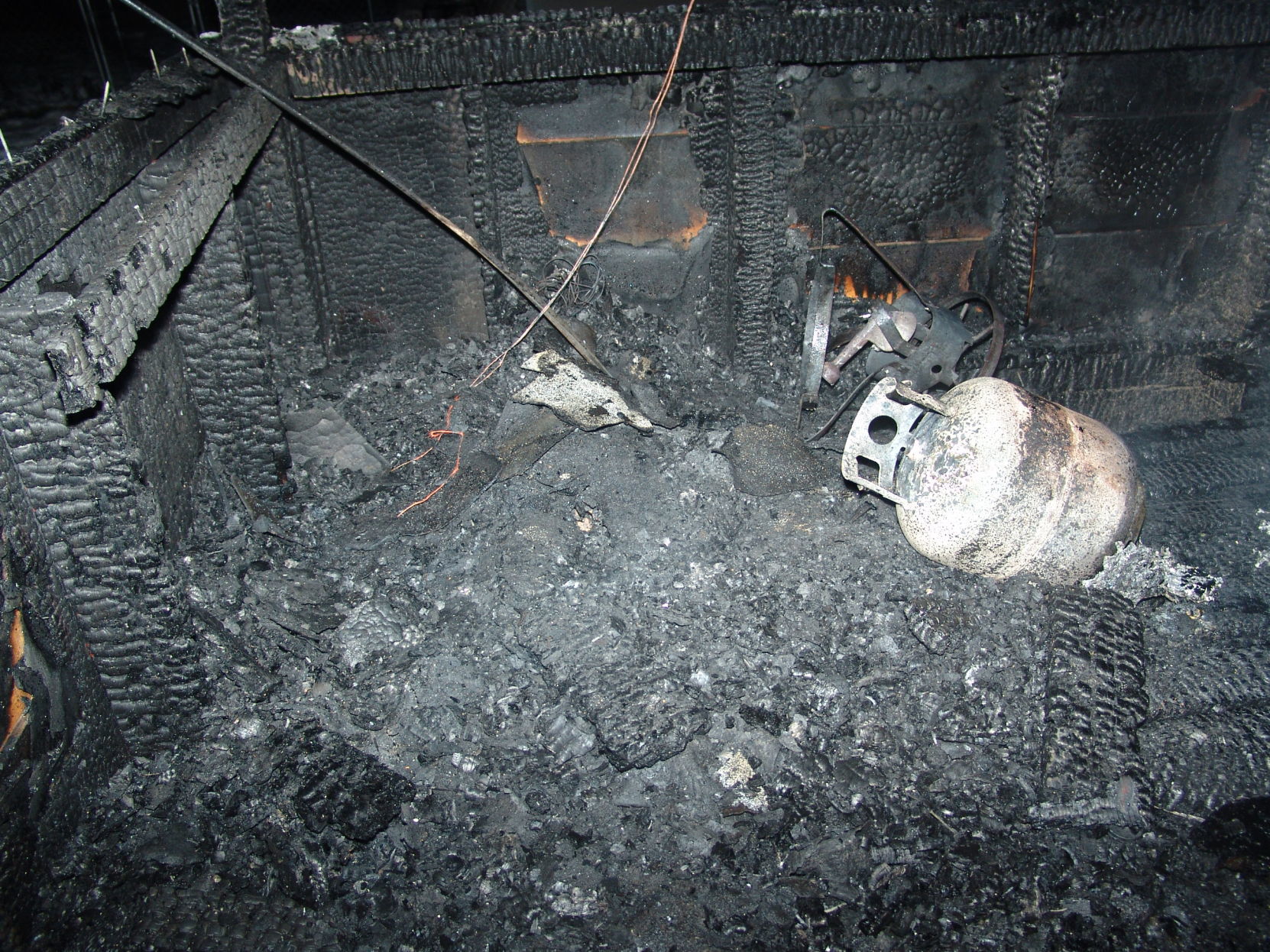 The aftermath of a turkey fryer fire
